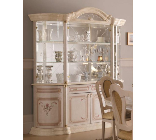 Шкаф-витрина четырехдверный Роза (беж)