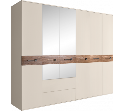 Шестистворчатый шкаф для одежды с зеркалами и ящиками Богемия Вуд (Bogemia Wood) БМШ1/61 (Wo)